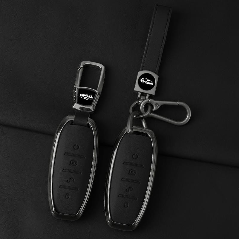 Metal Leather Car Key Case Cover For BYD Second Song Pro Tang Dm QIn PLUS MAX Yuan Generation Atto 3 Han EV Dolphin Accessories