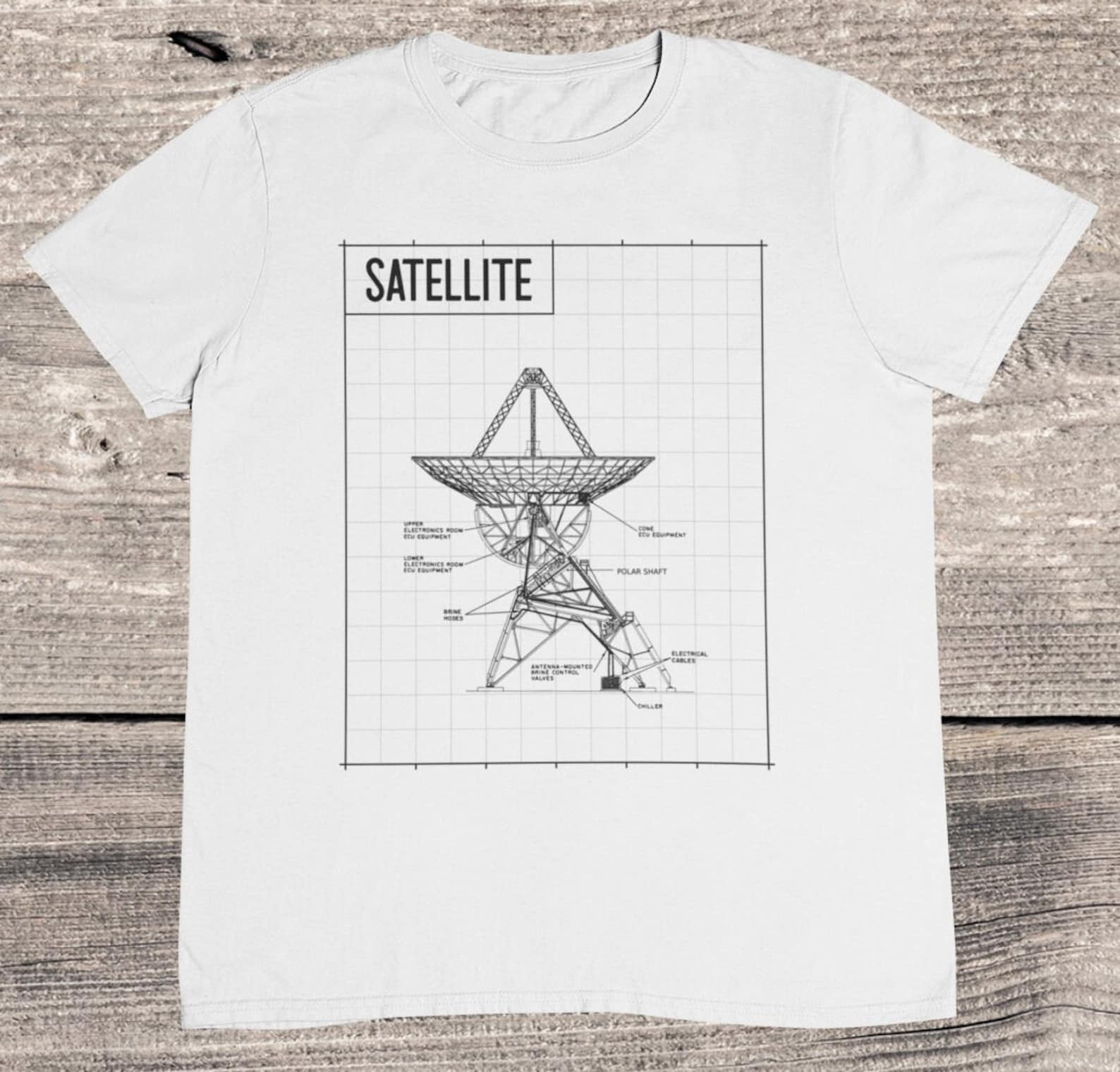 Satellite Blueprint T-Shirt: NASA Space Tee 3XL