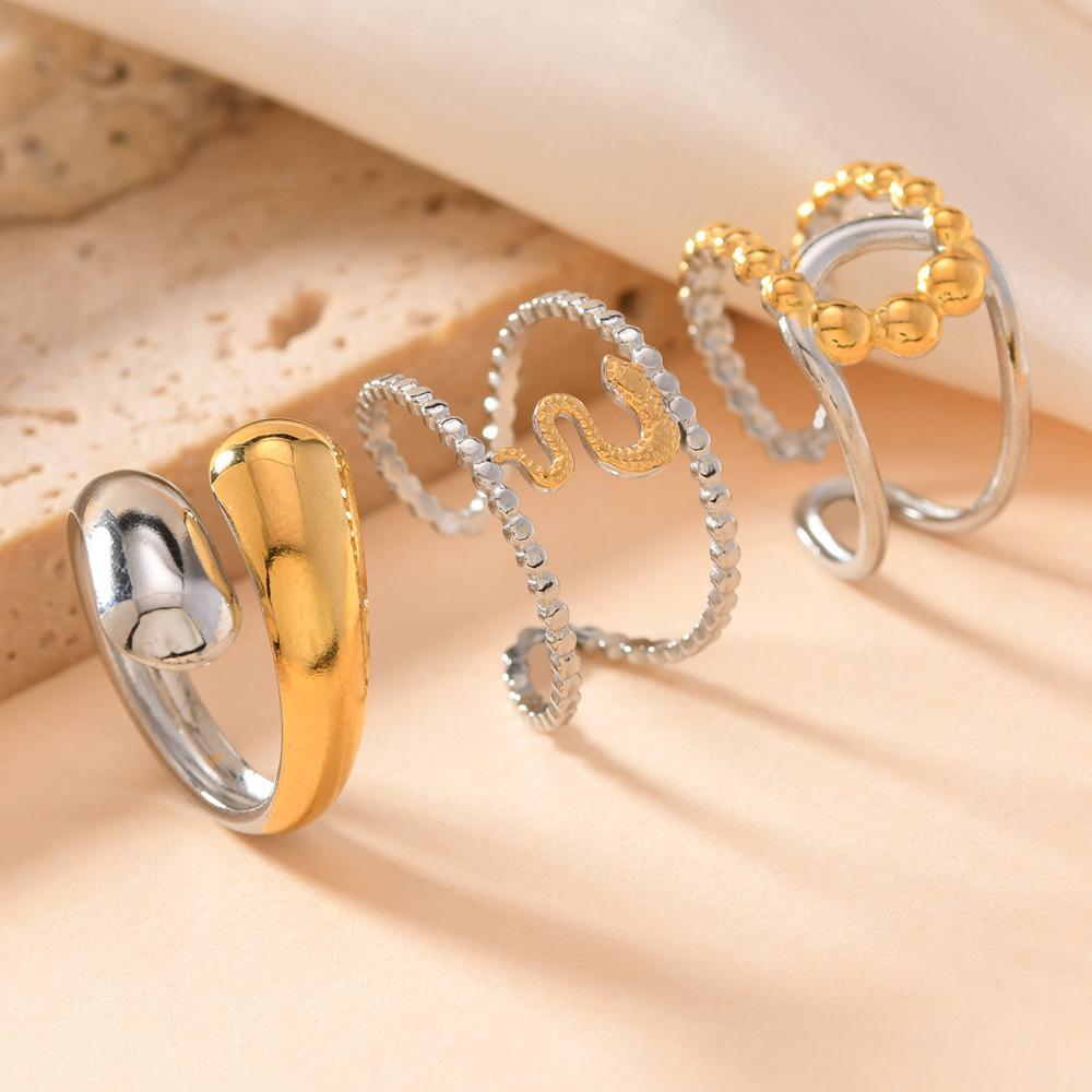 

Кольцо из нержавеющей стали для женщин, Нишевый дизайн, Ощущение высокого класса, Кольцо на указательный палец, Кольцо из титановой стали с открытым дизайном, с золотым покрытием под давлением Average Size