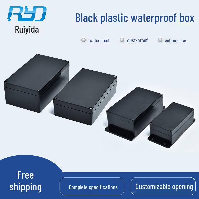 Black Outdoor Waterproof ABS Junction Box with Sealed Transparent Lid for Power and Monitoring Cables