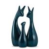 Ceramic 'Lucky Deer Family' Figurines Showpiece Piano Finish Navy Blue for Home Decor Living Room Office Home - Set of 3