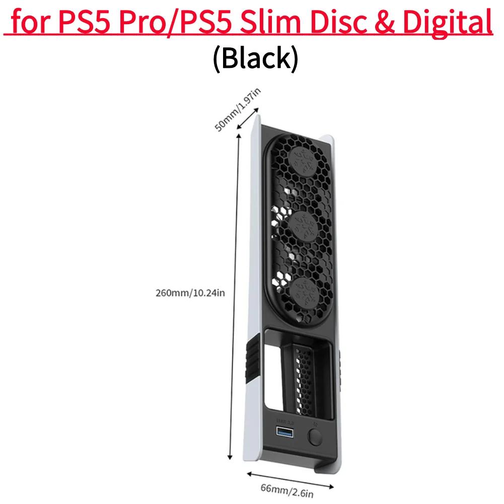 RGB Light Cooling Fan For PS5 Pro/PS5 Slim Console Quiet Cooling System with USB Port For PS 5 Pro/Slim Disc & Digital Edition