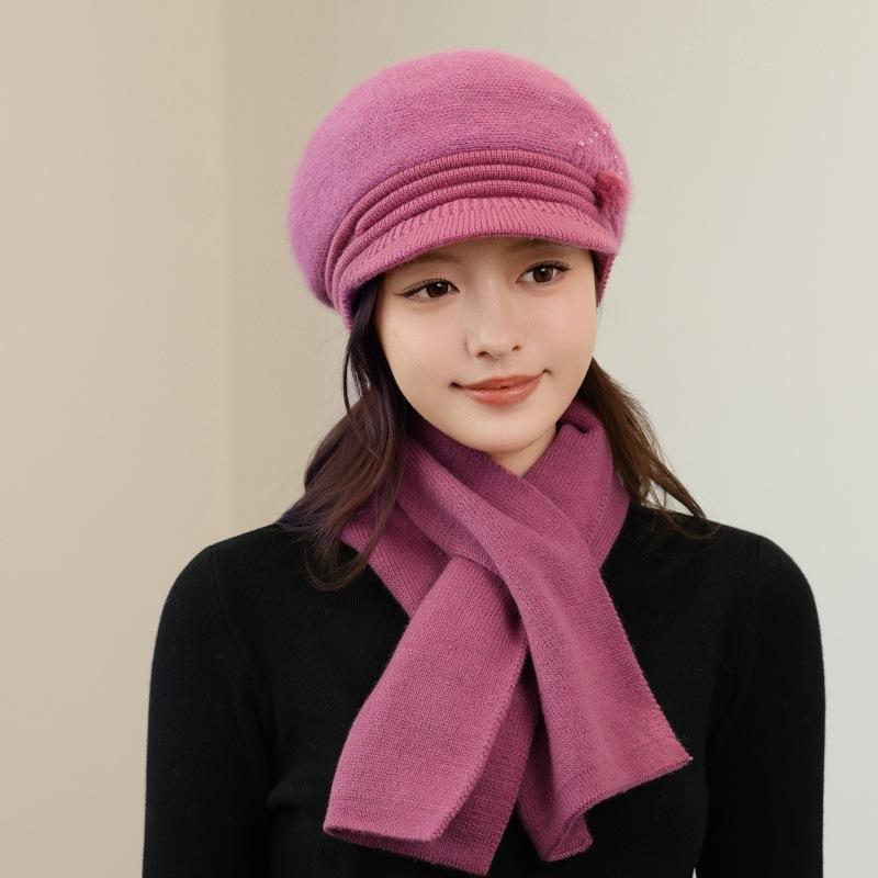Autumn and winter women's knitted beret wool hat warm thickened versatile face small fashion mother hat women