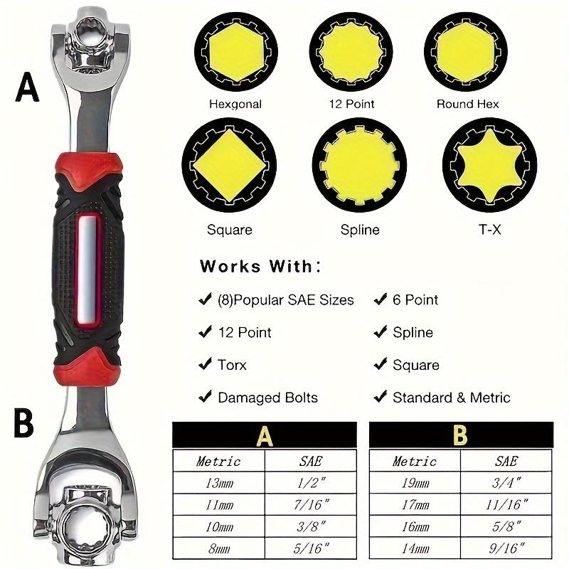 52-in-1 Tiger Wrench Hand Tools Socket Works With Spline Bolts 360 Degree Universial Furniture Car Repair Spanner