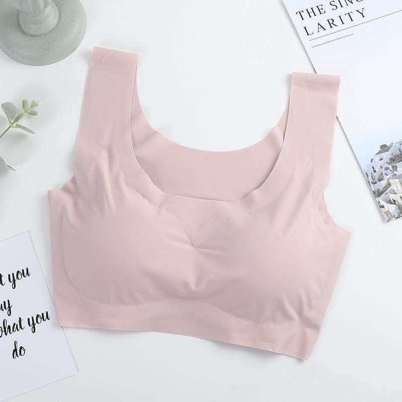 Comfortable Plus Size Wireless Seamless Ice Silk Sports Bra with Beautiful Back Design