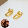 Trendy Electroplated Oval U-Shaped Copper Earrings for Women