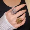 Vintage Metal Sun Opening Rings for Women Exaggerated Gold Silver Color Irregular Personality Adjustable Finger Rings Jewelry