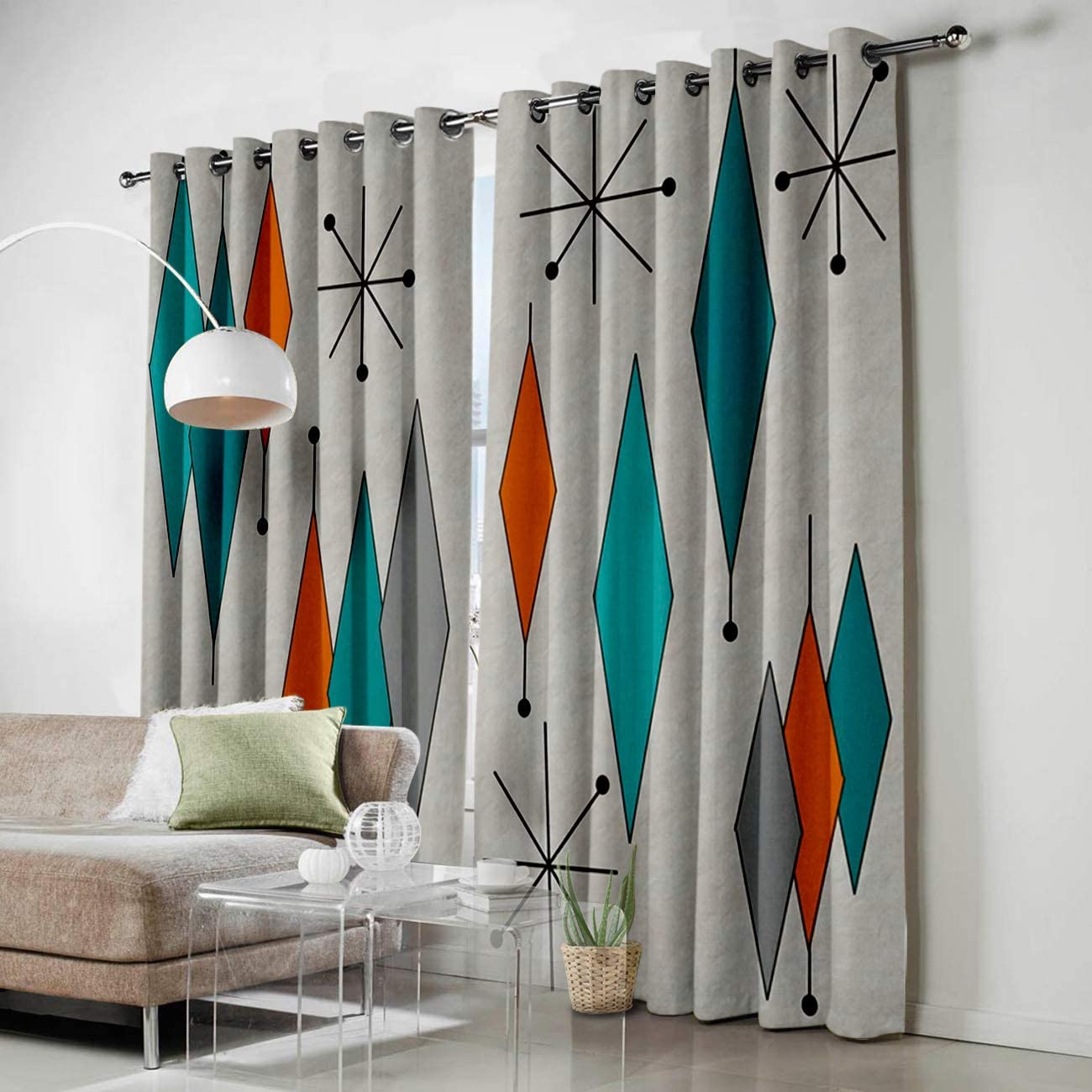 Спальня Кухня Роскошные Шторы Ретро Геометрический Ромб Окно Шторы Гостиная Украшения — фото 3