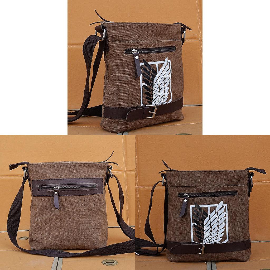 Attack on Titan Canvas Umhängetasche Für Männer Mit Strapazierfähigem Stoff Und Cartoon-Print