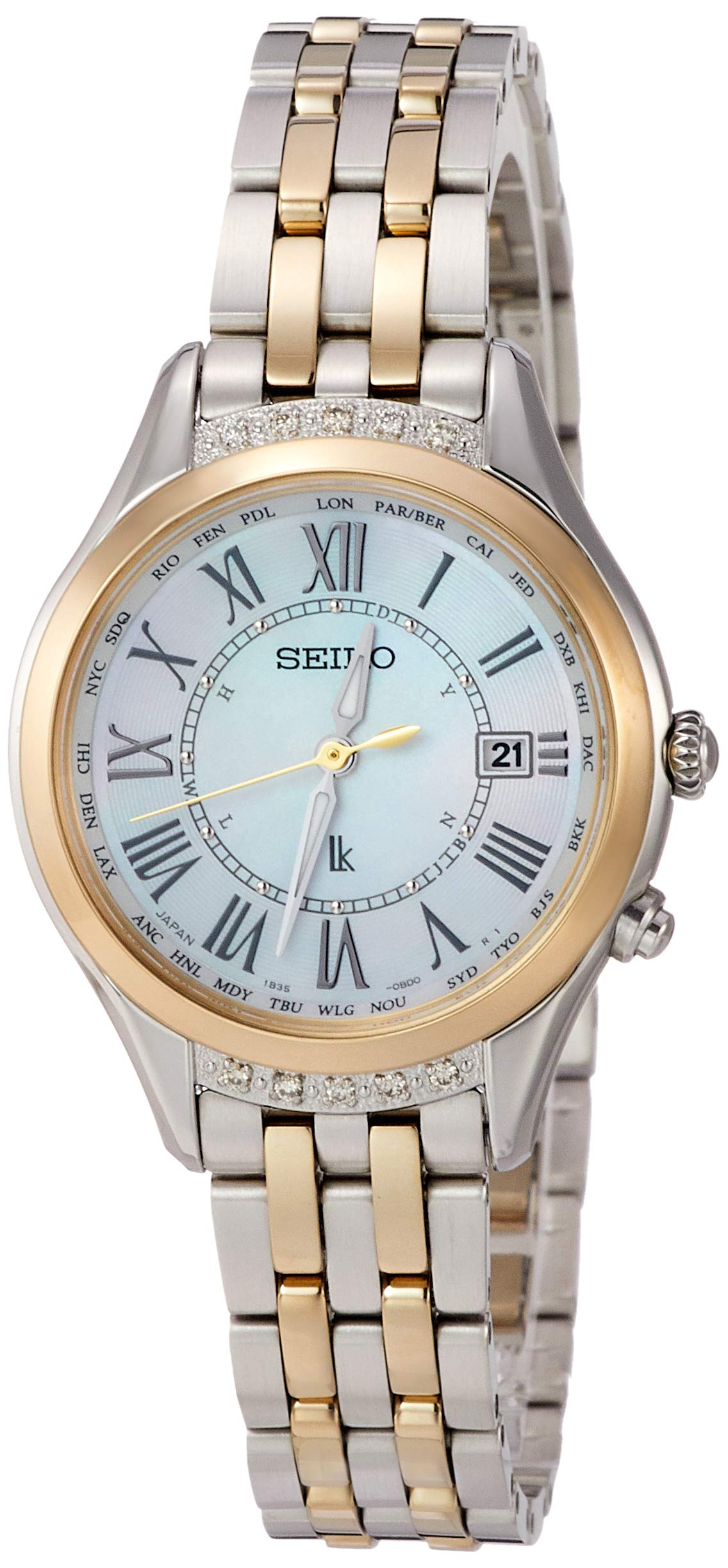 

[Seiko Watch] Годинник LUKIA Solar Radio Діамантовий корпус Білий перламутровий циферблат Сапфірове скло Платиновий діамантовий екран SSVV056 Жіноче золото