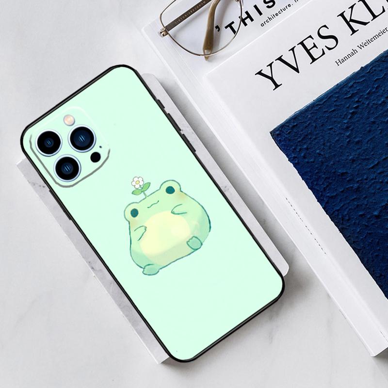Cute Green Frog Case For iPhone 17 Air 15 14 13 12 11 16 Pro Max Mini 16 15 Plus 16e Funda Silicone Cover