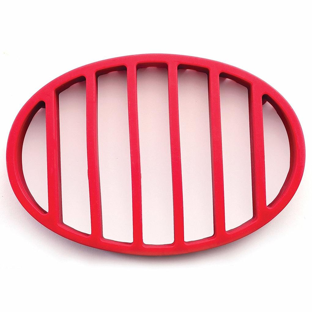 Silicone Grill Tray Racks Reusable Red Oval Cushion Roasting Kitchen Cooking Tool Mat for Steamer Pressure Cooker