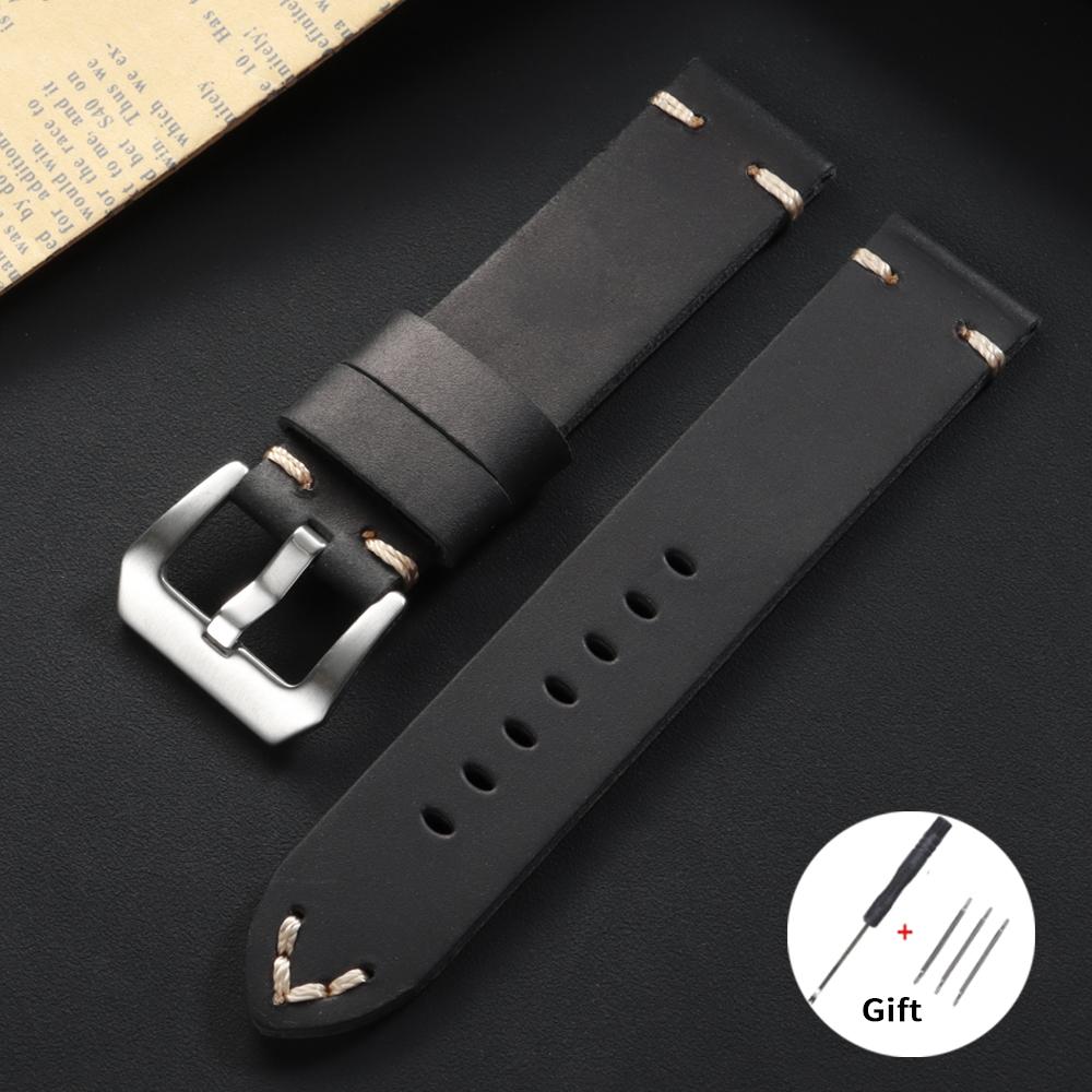 Neues Vintage Lederarmband 18mm 20mm 22mm 24mm 26mm für Panerai Armband für Samsung Watch4/5/6/7 40mm 44mm Klassisches Business-Band