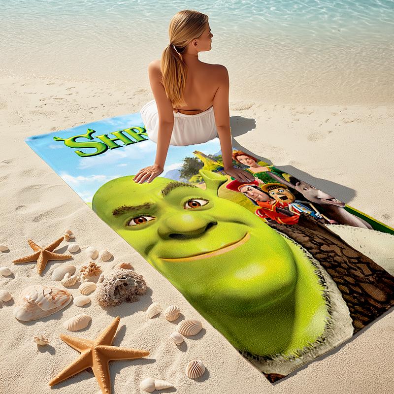 1pc Shrek3 Beach Towel, Comfortable and Thick, and Swimming/Bath/Picnic/Camping Towel, Suitable for Seaside Beaches