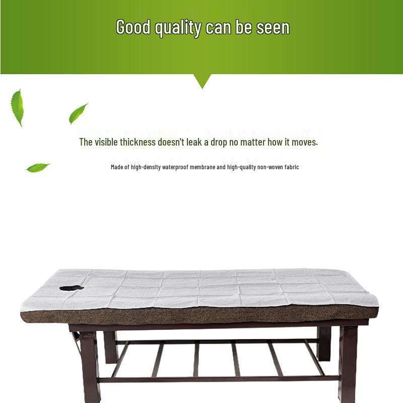 Vodotěsné a olejivzdorné jednorázové prostěradla na masážní lehátko s otvory, ideální pro kosmetické salony, zesílené, 50 kusů.