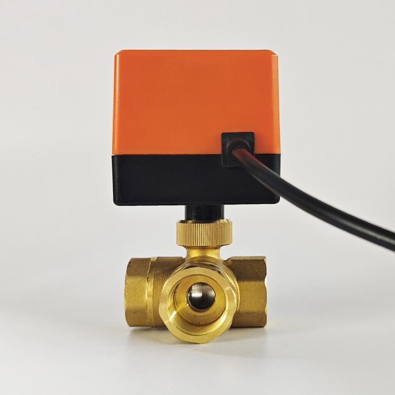 Mini Electric Three-Way Ball Valve: DC5V/12V/24V Brass, Three-Wire Water Valve, Threaded