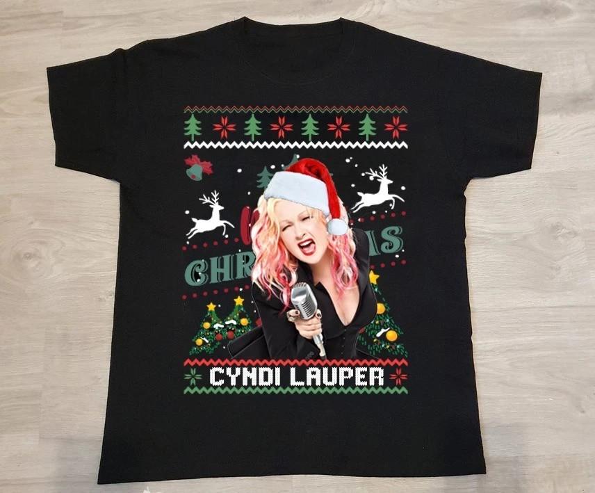 Christmas Cyndi Lauper Short Sleeve Black Unisex S-5XL T-shirt Unisex T-Shirt XXL
