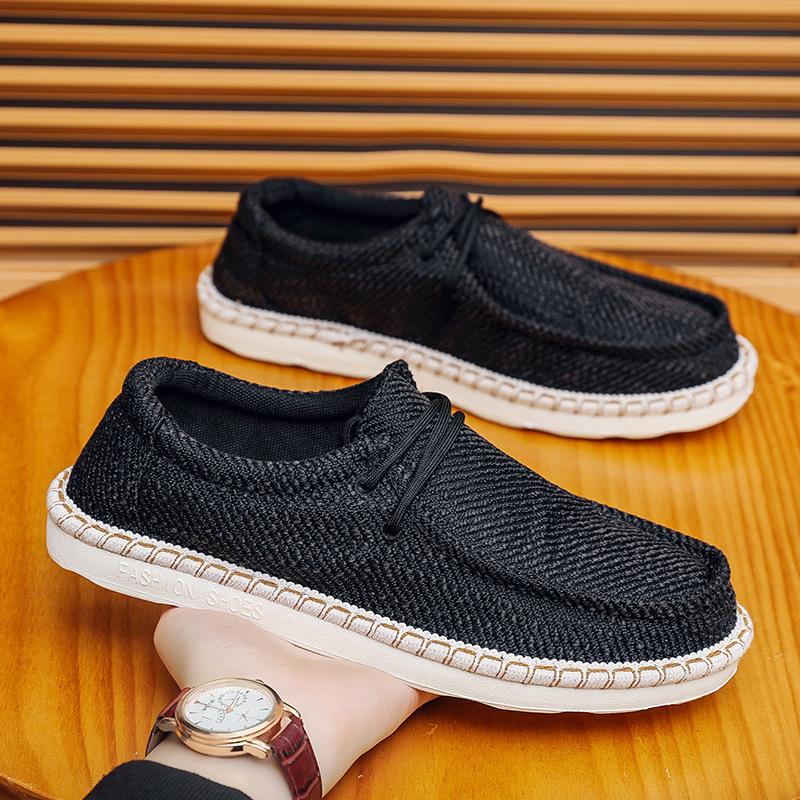 Summer Men Canvas Loafers Comfortable Walking Flats Man Non Slip Soft Moccasins Sneakers  Breathable Lightweight Casual Shoes