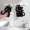 Black Cartoon Cat Hand Towel Soft and Absorbent for Bathroom and Kitchen