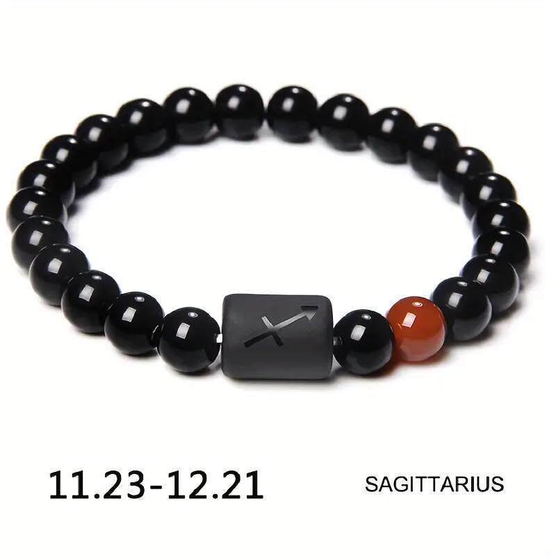 Twelve Constellations Elastic Bracelet with Tiger Eye and Agate Beads