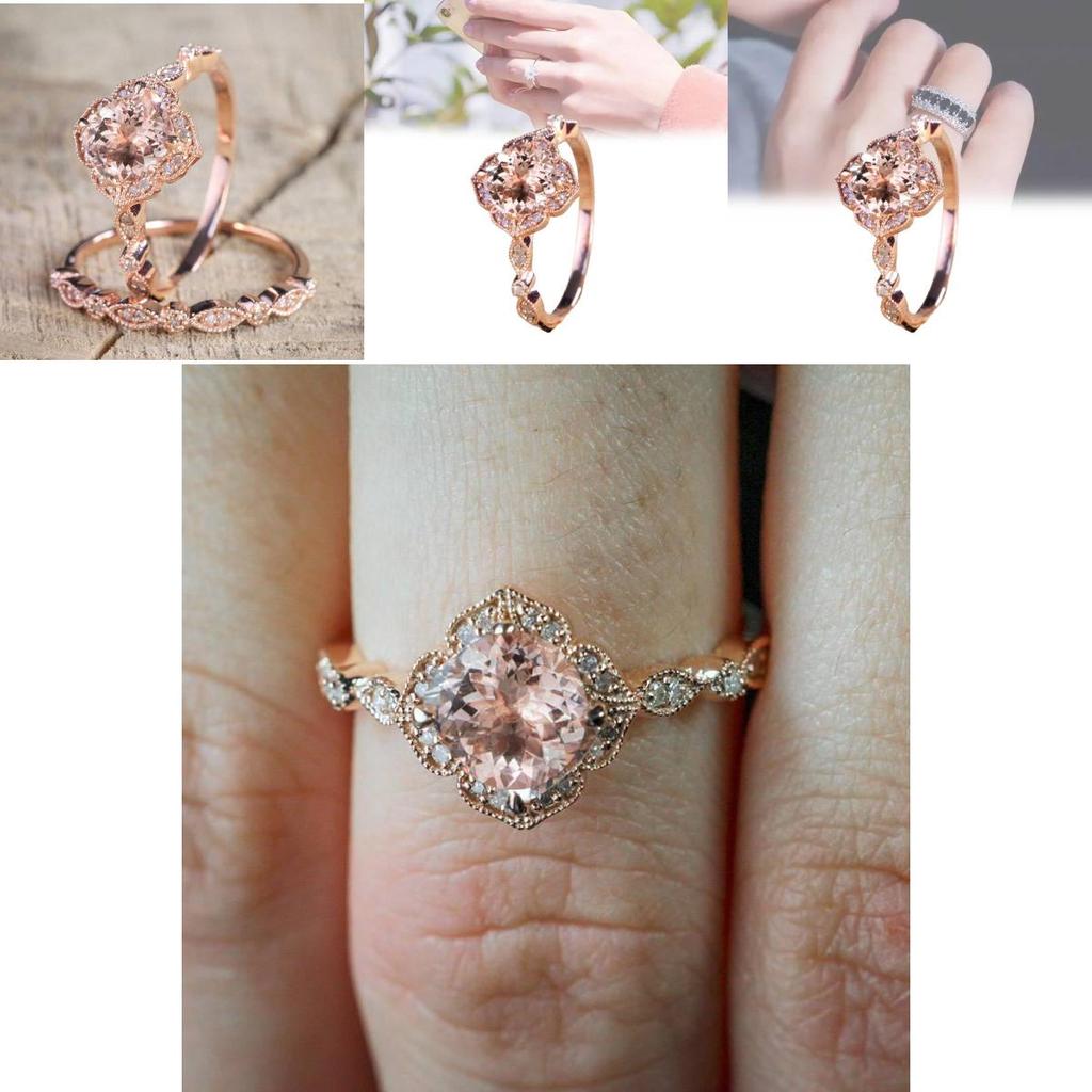 Elegant 18k Rose Gold Plated Zircon Princess Engagement Ring For Women In Sizes 6-10