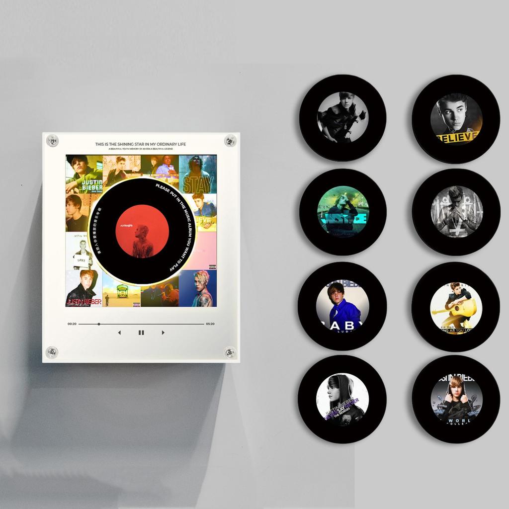Rotating Disc Night Light Fridge with Activated Singing, Acrylic Decoration