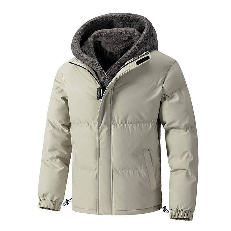 Fake Two-piece Cotton Clothing Men's Winter Loose Thickened Shaker Short Cotton Jacket Hooded Cotton Coat Jacket Trend Fashion Casual Jacket