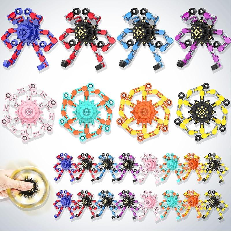 Transformable Fidget Spinners,Funny Stress Relief Sensory Fidget Toys,Deformable Chain DIY Robot Fingertip Gyros Toys Birthday Party Favors Easter