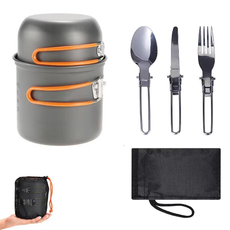 Mingchan Camping Cookware Mess Kit Portable Folding Camping Cooking Pan Pot Set for Backpacking Outdoor Hiking
