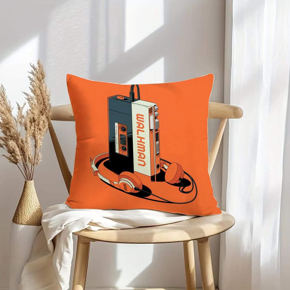 Retro Cassette Tape Cushion Cover Soft Plush Throw Pillow Cover  DoubleSided Decorative Cushion Case  Sofa Bedroom Home Decor