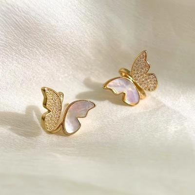 Women Butterfly Shining Stud Earrings Pendant Needle Retro Simple Fashionable and Versatile Jewelry Accessories