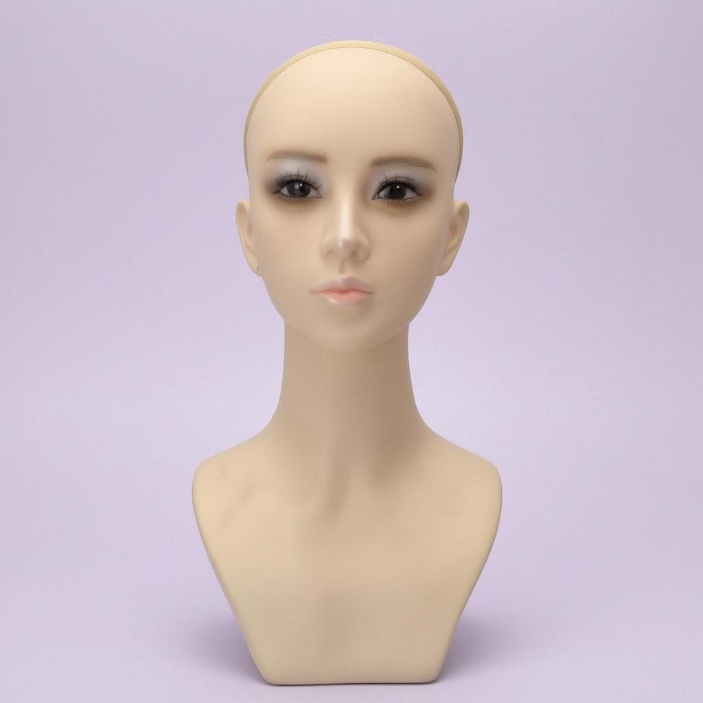 Female Mannequin Bust PVC Shell Hairpiece Display Head Foam Filled Jewelry for Photo