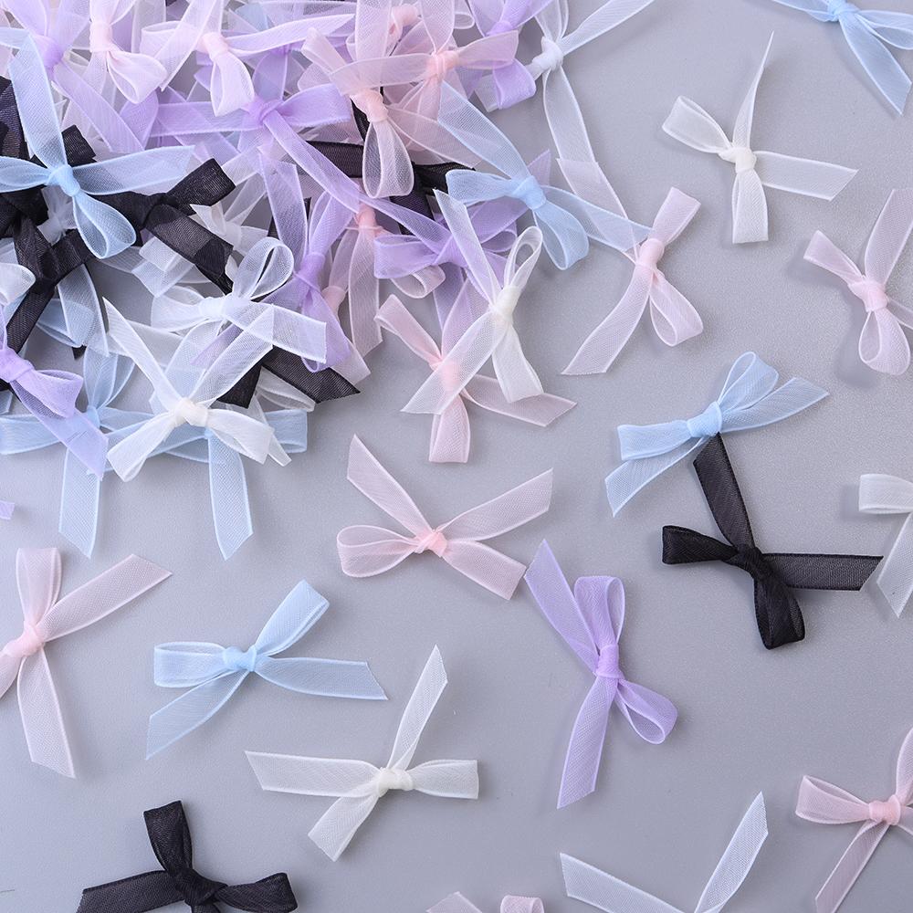 20pcs 3X4.2cm Satin Ribbon Bows Colorful Mini Organza Lace Bow For DIY Crafts Wedding Party Clothing Gift Decoration Accessories