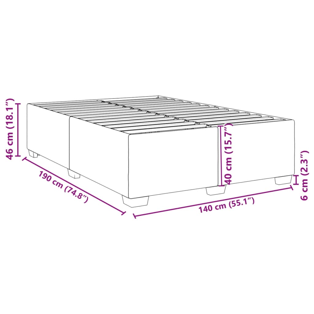 Bed Frame without Mattress Blue 140 x 190 cm Fabric