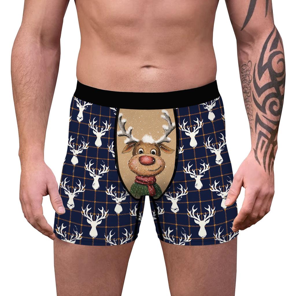 Weihnachts-Digitaldruck, atmungsaktiv, eng anliegend, für Herren, Unterhose, bequeme Boxershorts