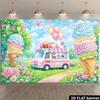 2D Whimsical Ice Cream Land Backdrop for Dessert Table, Candy Bar & Party Background