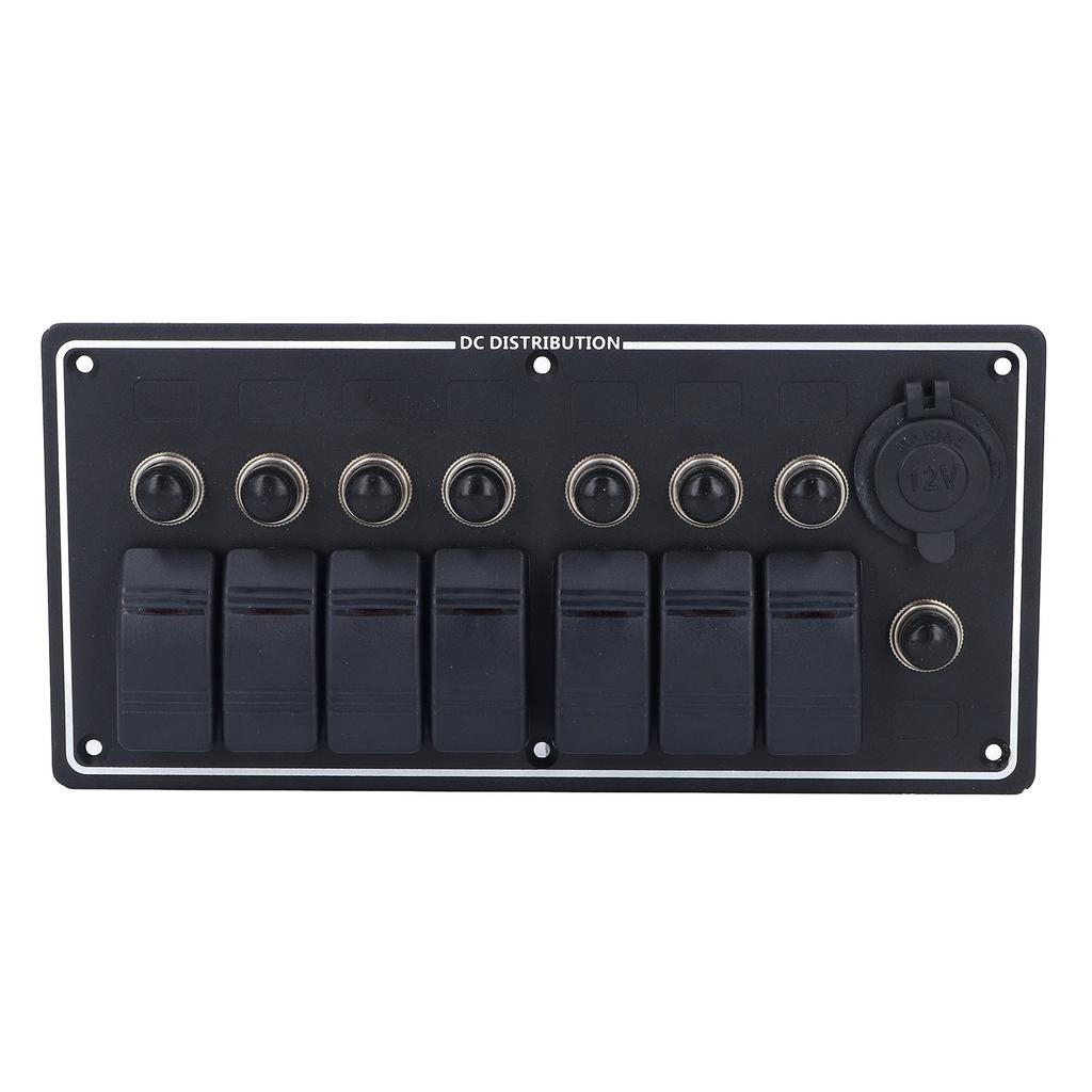 7 Gang Rocker Panel, 12V 7 Appliance Control with Overload Protector, Suitable for Boats, Yachts, RVs, Aluminum Alloy ABS Material, IP65