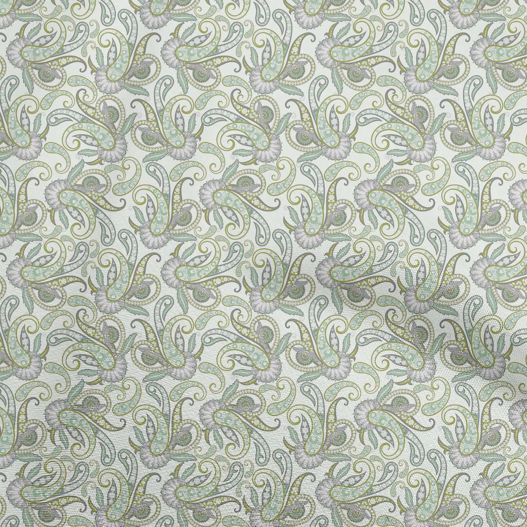 oneOone Cotton Flex Dusty Blue Fabric Asian Paisley Quilting Supplies Print Sewing Fabric By The Yard 40 Inch