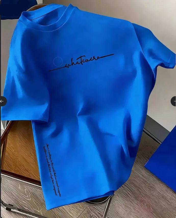Unisexs Pure Cotton Round Neck Tshirt 2026 Summer Letter Vertical Printing Breathable Soft Street Top with Choose from S4XL