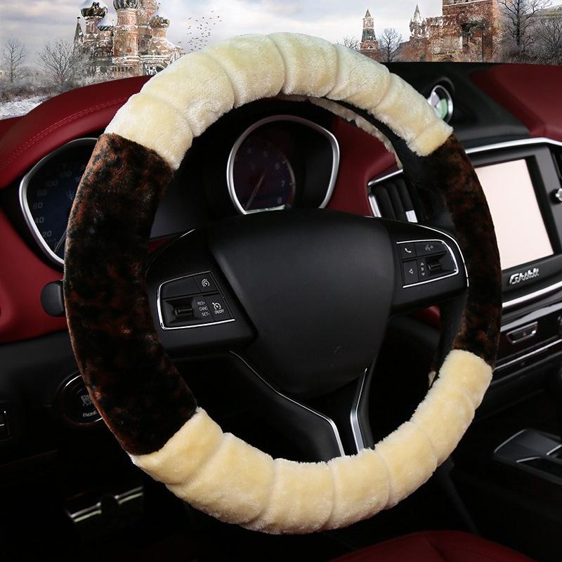 Winter Super Soft Plush Warm Faux Fur Universal Creative stitching Auto Handlebar on the Steering-Wheel Car Steering Wheel Cover