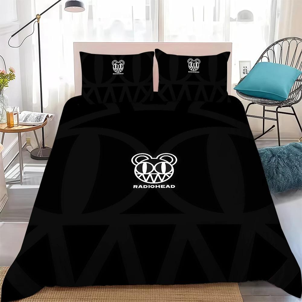 Ensemble de housse de couette et parure de lit Mode R-RADIOHEAD Ensemble 2/3 pièces pour enfants Garçon Fille Dortoir étudiant Taille Simple Double gif 150x200cm (3pcs)