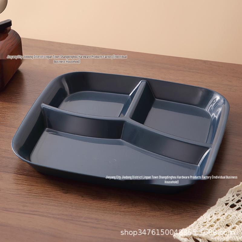 Fettforbrenning Porsjonskontrolltallerken: Tre-roms, fallsikker hvetestrådesign, fargekodet for effektiv måltidsplanlegging.