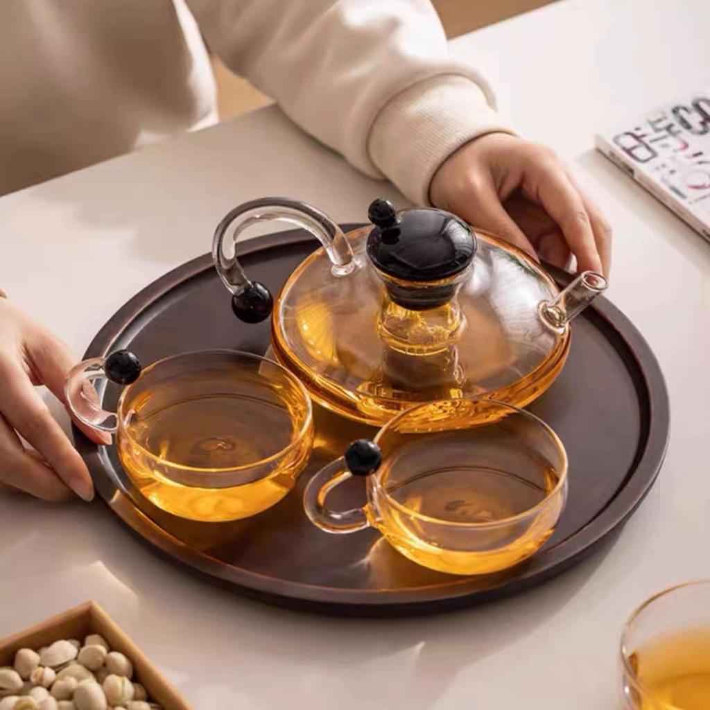 Chinese Fortune Mouse Teapot: Thick Glass Mouse-Tail Pot with Filter and Separator for Brewing Tea