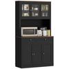 Tall Kitchen Sideboard with 4 Cabinets. 2 Drawers and a Central Shelf. 100x40x180cm. Black