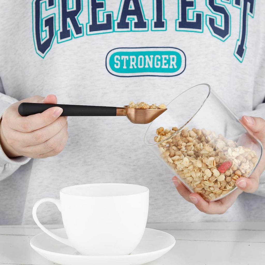 Easyworkz Stainless Steel Long Handle Coffee Scoop 7g Measuring Spoon [Rose Gold & Black]