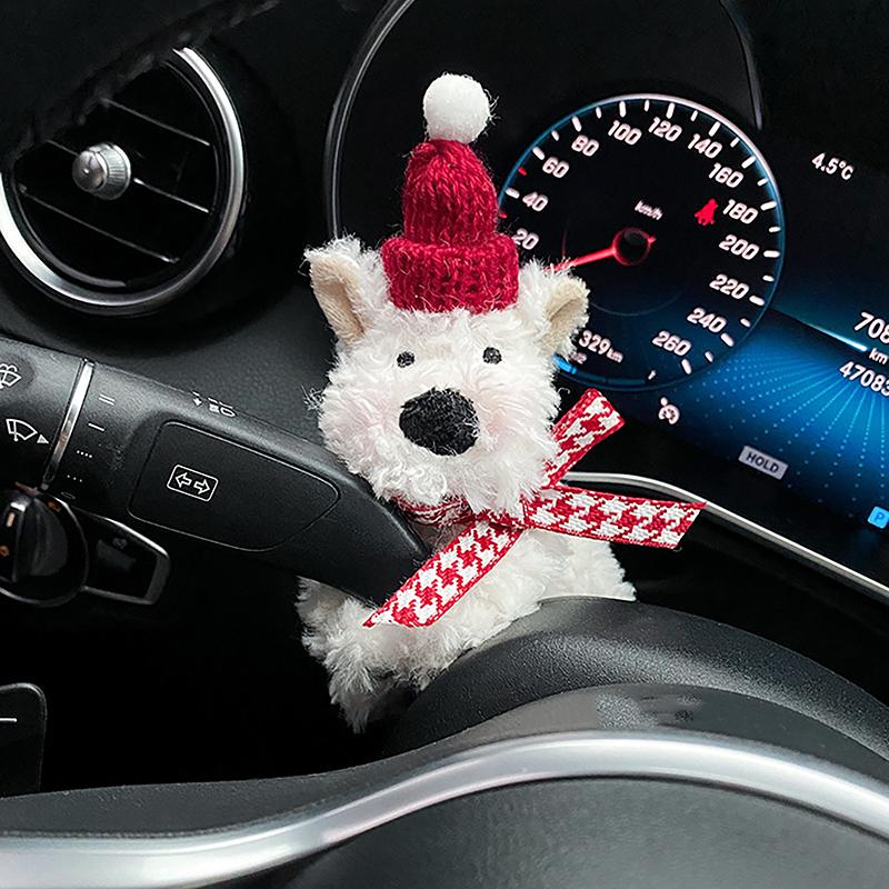 Cute Puppy Car Windshield Wiper Decorations Interior Plush Doll Creative Gift Shoulder Pads Car Interior Decoration Accessories