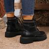New Women'S Platform Ankle Boots White Pu Leather Thick Sole Combat Booties Woman Spring Autumn Non Slip Motorcycle Boots