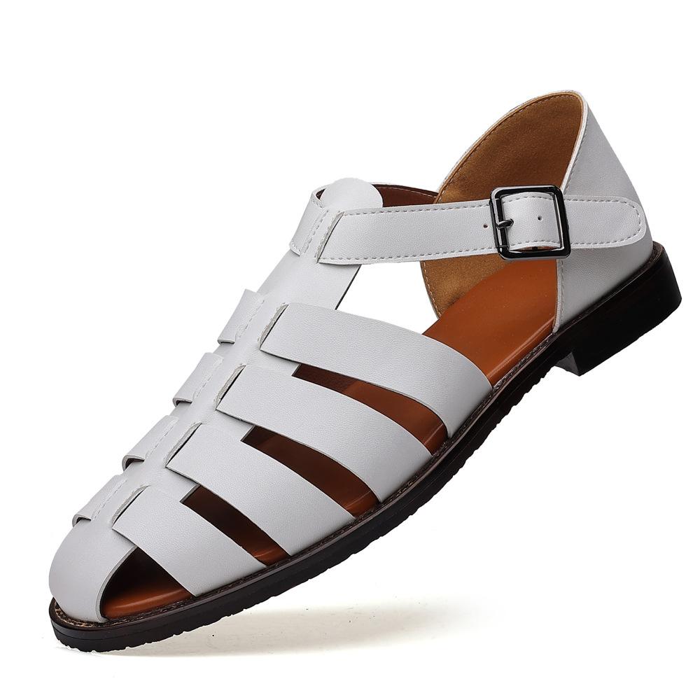 2025 Summer Stylish Sandals for Man Leather Roman Shoes Fashion Mens Business Dress Casual Comfortable Beach Footwear Flats