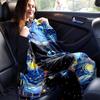 1pc Starry Night Kitten Cartoon Blanket Home Decorative Throw Gift  Perfect for Couch Bed Living Room