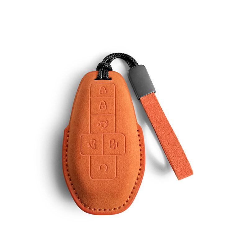 Suede Key Cover for 25 Denza D9: Protective Shell with Buckle, High-End Interior Accessory.